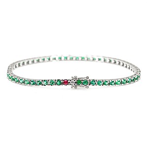 Tennis Bracelet in 18K White Gold with Emeralds br2694sm