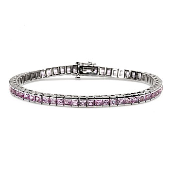 Gold Tennis Bracelet with Pink Sapphires - model br67503