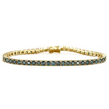 Gold Tennis Bracelet with Blue Diamonds 6.20ct - model br2687