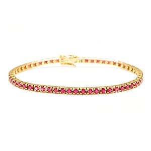Tennis Bracelet in 18k Yellow Gold with Rubies br2694rb