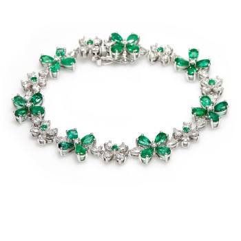 Gold Bracelet with Emeralds and Diamonds - model br2752