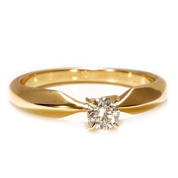 18k Yellow Gold Engagement Ring with Colorless Diamond GIA Certified - model i017p4