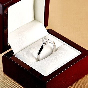 14k White Gold Engagement Ring with GIA Certified Colorless Diamond - model i017p4