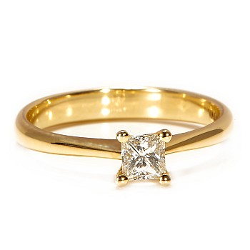 Bague de fiançailles classique en or avec diamant princesse certifié GIA 1,00 ct - modèle i026