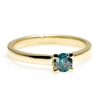 18k Gold or Platinum Engagement Ring with Blue Diamond 0.15ct - 0.25ct - model i122005