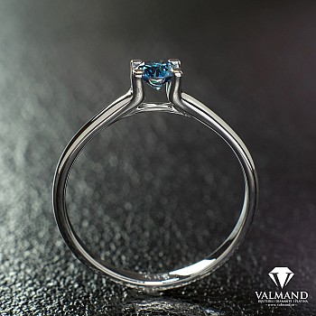 18k Gold or Platinum Engagement Ring with Blue Diamond 0.15ct - 0.25ct - model i122005
