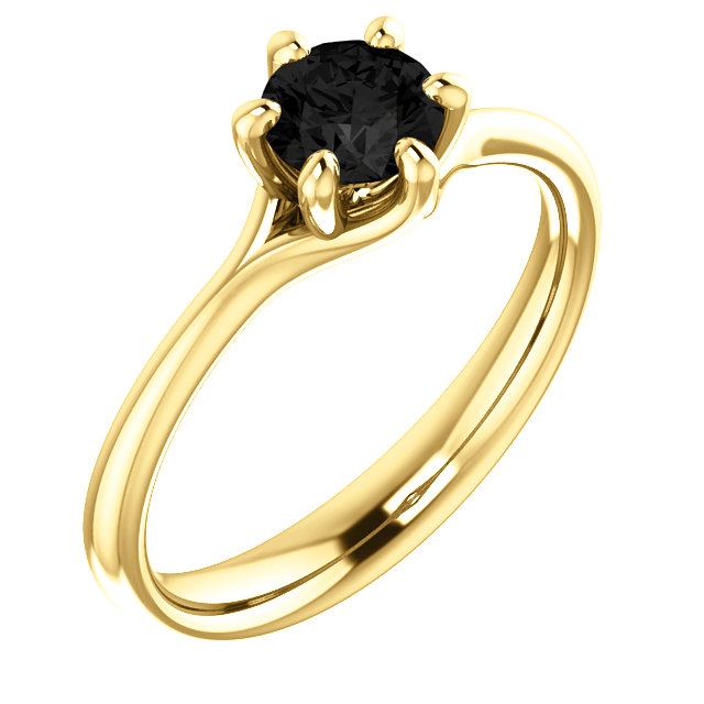 Gold engagement ring i122118Dn with Black Diamond 0.50ct - 0.85ct