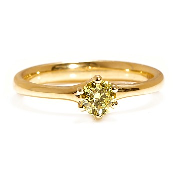 18K Yellow Gold Solitaire Engagement Ring with Lab Grown Yellow Diamond IGI Certified - model i122118