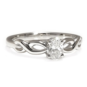 Bague de fiançailles solitaire en platine avec diamant ovale incolore certifié GIA - modèle i122705