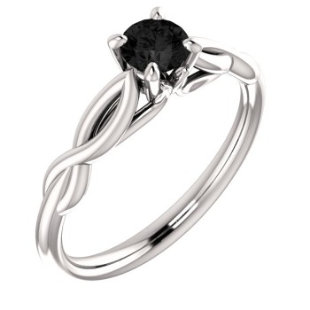 18k Gold or Platinum Engagement Ring with Black Diamond 0.33ct - 0.85ct - model i122705