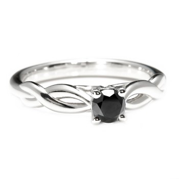 18k Gold or Platinum Engagement Ring with Black Diamond 0.33ct - 0.85ct - model i122705