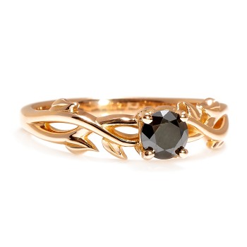 18k Pink Gold Solitaire Engagement Ring with Black Diamond - model i124343