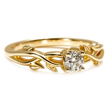 18k Gold or Platinum Engagement Ring with Diamond inspired by nature - GIA 0.30ct or 0.40ct - model i124343