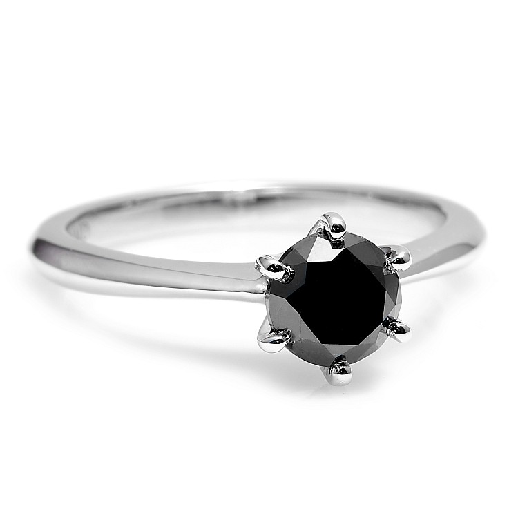 Tiffany engagement ring in 18k White Gold with Black Diamond - model i168