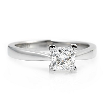 18k Gold or Platinum Engagement Ring with Princess Diamond GIA Certificate 0.50ct or 0.70ct - model i2165