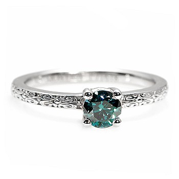 Bague de fiançailles en or avec diamant bleu 0,30 ct - 0,50 ct - modèle i71618
