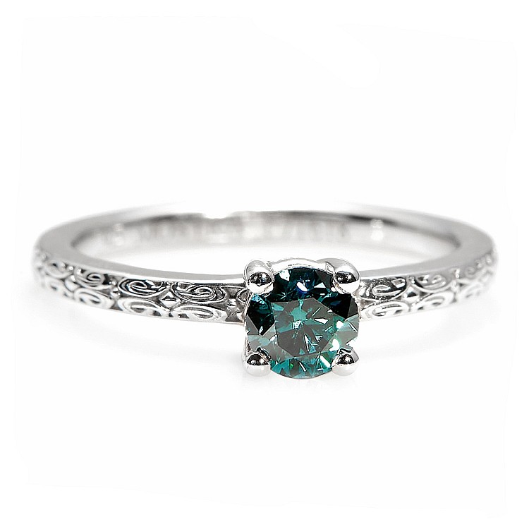 Bague de fiançailles en or avec diamant bleu 0,30 ct - 0,50 ct - modèle i71618