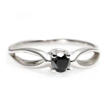 18k Gold or Platinum Engagement Ring with Black Diamond 0.33ct - 0.85ct - model i71627