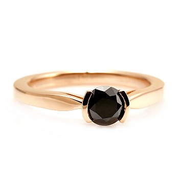 18k Gold or Platinum Engagement Ring with Black Diamond 0.33ct - 0.85ct - model i114