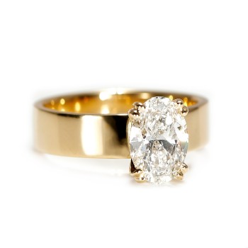 18k Gold or Platinum Engagement Ring with Oval Diamond GIA 1.00ct - model i2435