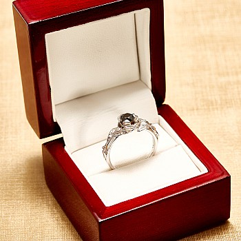 18k Gold or Platinum Engagement ring forest model with Black Diamond 0.33ct - 0.85ct - model i764