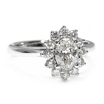 Kate Middleton Engagement Ring in 18k White Gold with Oval Lab Grown Diamond GIA Certified - model i055
