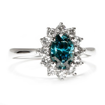 Kate Middleton Engagement Ring in 18k Gold or Platinum with Blue Diamond and Diamonds - model i055