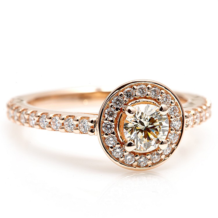 Bague de fiançailles en or avec diamant central certifié GIA de 0,30 ct ou 0,40 ct et diamants secondaires - modèle i122084