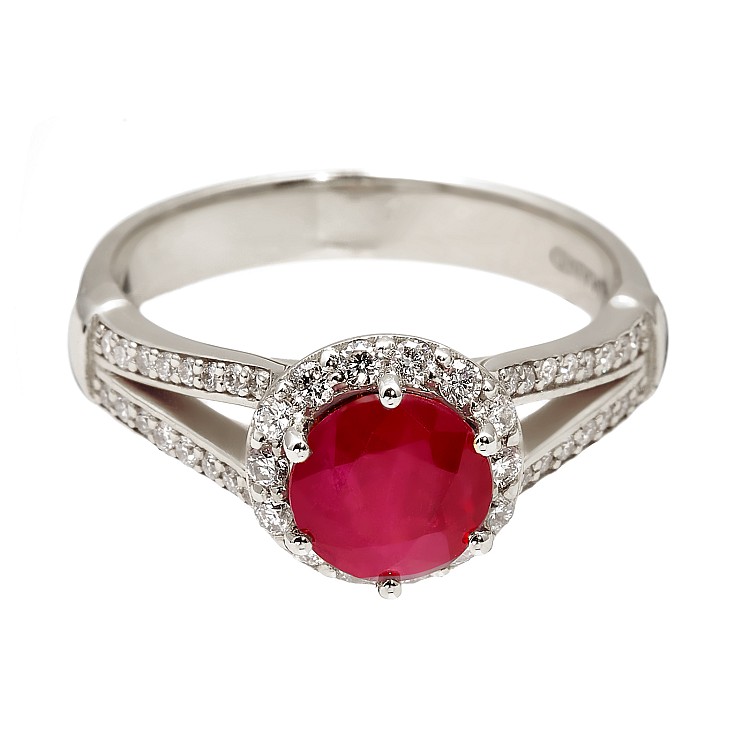 Bague de fiançailles en or avec rubis et diamants - modèle i122311