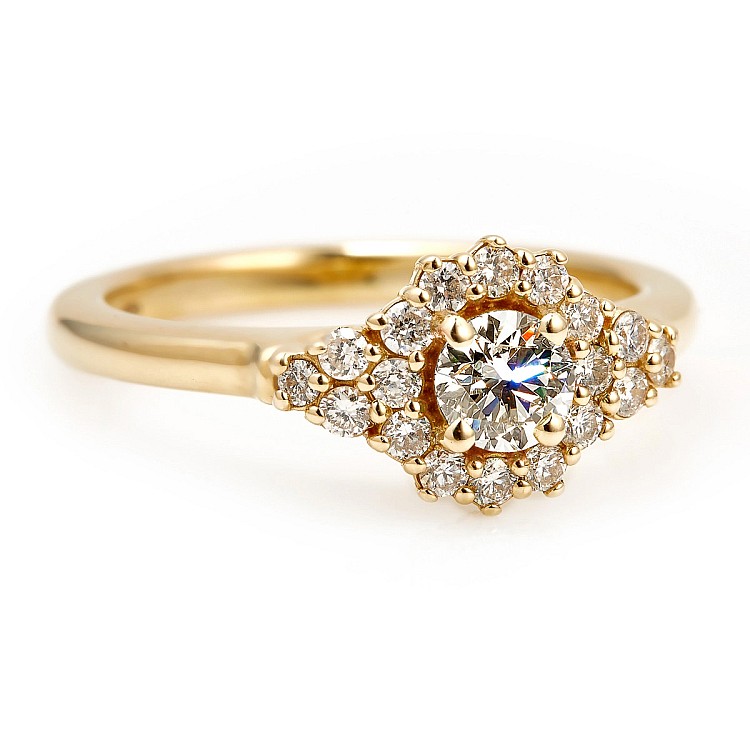 Bague de fiançailles en or avec diamant central certifié GIA de 0,30 ct ou 0,40 ct et diamants secondaires - modèle i122650