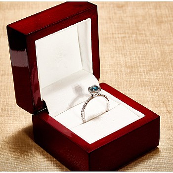 Halo 18k Gold or Platinum Engagement Ring with Blue Diamond and Colorless Diamonds - model i164