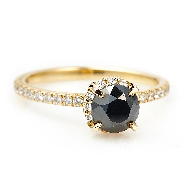 Anello di fidanzamento i164dndi in Oro con Diamante Nero e Diamanti