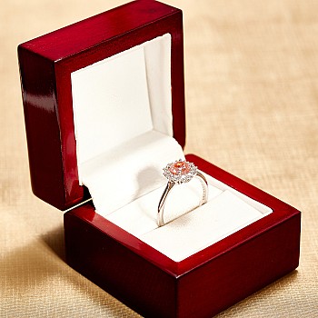 Halo Engagement Ring in 18K White Gold with Lab Grown Pink Center Diamond IGI Certified - model i71606