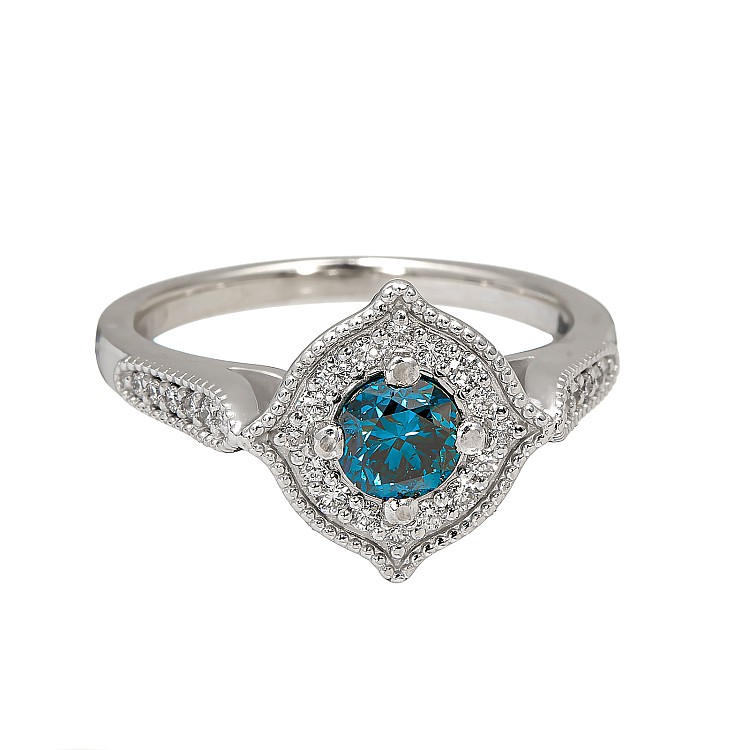 Bague de fiançailles en or avec diamant bleu - modèle i71887