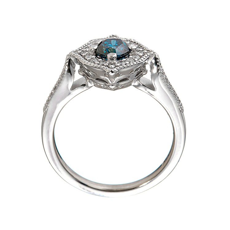 Bague de fiançailles en or avec diamant bleu - modèle i71887
