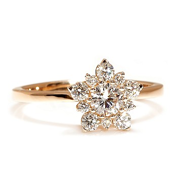 Snowflake engagement ring in 18k Gold or Platinum with GIA certified central diamond 0.30ct or 0.40ct and secondary diamonds - model i740