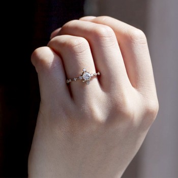 18k Gold or Platinum Engagement Ring with Diamonds Crown Model - GIA 0.30ct or 0.40ct - model i1509