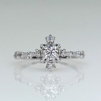 18k Gold or Platinum Engagement Ring with Diamonds Crown Model - GIA 0.30ct or 0.40ct - model i1509
