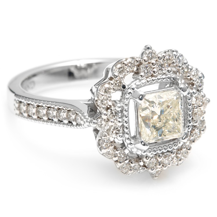 Bague de fiançailles en or avec diamant princesse GIA 0,50 ct ou 0,70 ct - modèle i1661