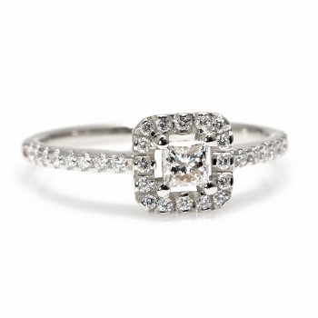 Bague de fiançailles en or avec diamant princesse certifié GIA de 0,30 ct ou 0,40 ct et diamants secondaires - modèle i325