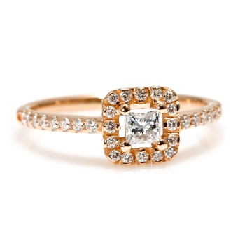 18k Gold or Platinum Engagement Ring with Princess Diamond and Diamonds - model i325