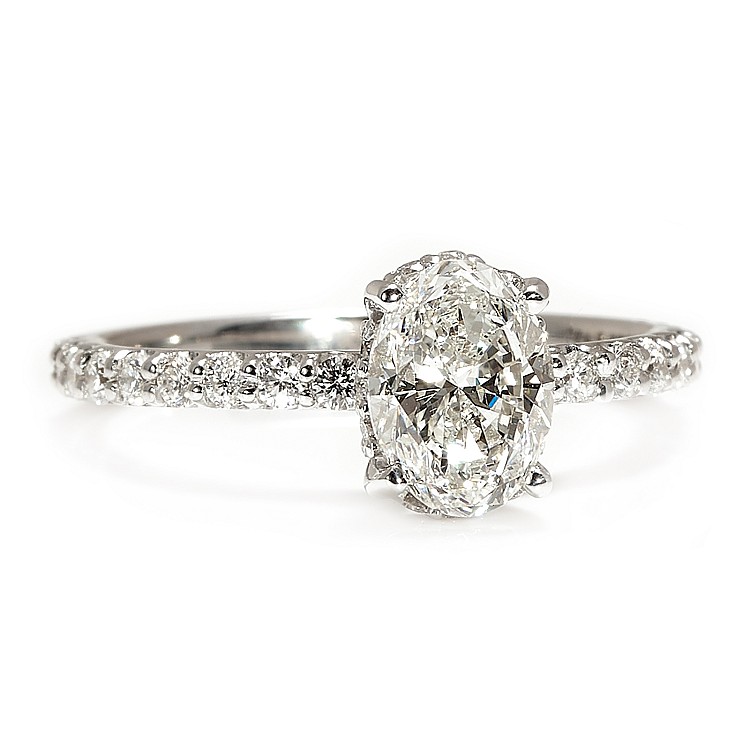 Anello di fidanzamento in platino stile Tiffany con diamante ovale da 2,00 ct certificato GIA i4054DovDi