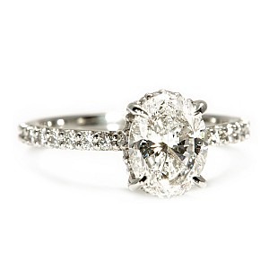 Tiffany-style Platinum Engagement Ring with GIA Certified 2.00ct Oval Diamond i4054DovDi