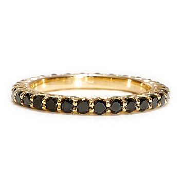 14k Yellow Gold Eternity Gift Ring with Black Diamonds - model i123391