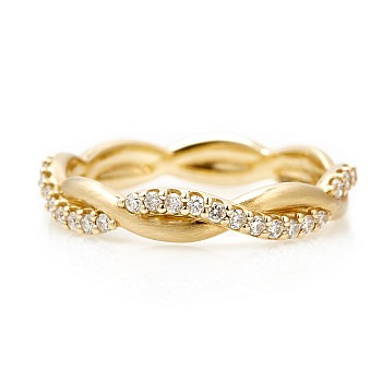 Twisted Gold or Platinum Ring with Diamonds - model i1552