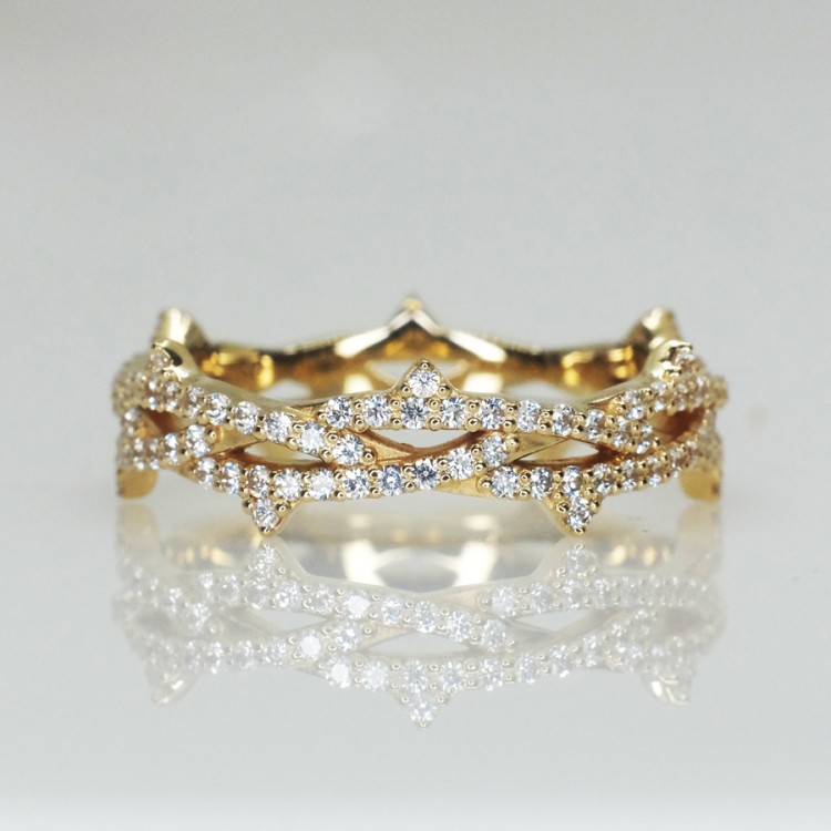 Bague cadeau couronne en or et diamants - modèle i1483