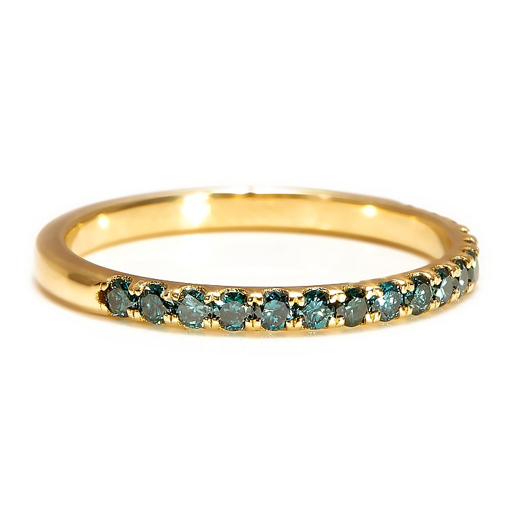 Gold Gift Ring with Blue Diamonds i2029db