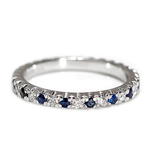 Eternity Ring in Platinum with Sapphires and Colorless Diamonds i2119SfDi