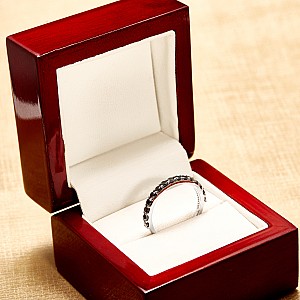 14k White Gold Semi-Eternity Ring with Black Diamonds i3149dn