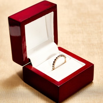 18K Rose Gold Semi Eternity Ring with Black Diamonds - model i4680